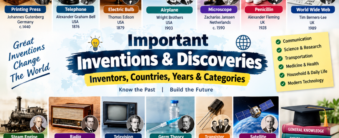 Important Inventions, Discoveries and Inventors: Complete GK List for Competitive Exams