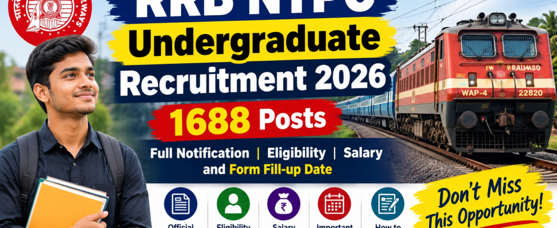 RRB NTPC Undergraduate Recruitment 2026: 1688 Vacancies, Eligibility, Salary, Notification & Apply Online Date